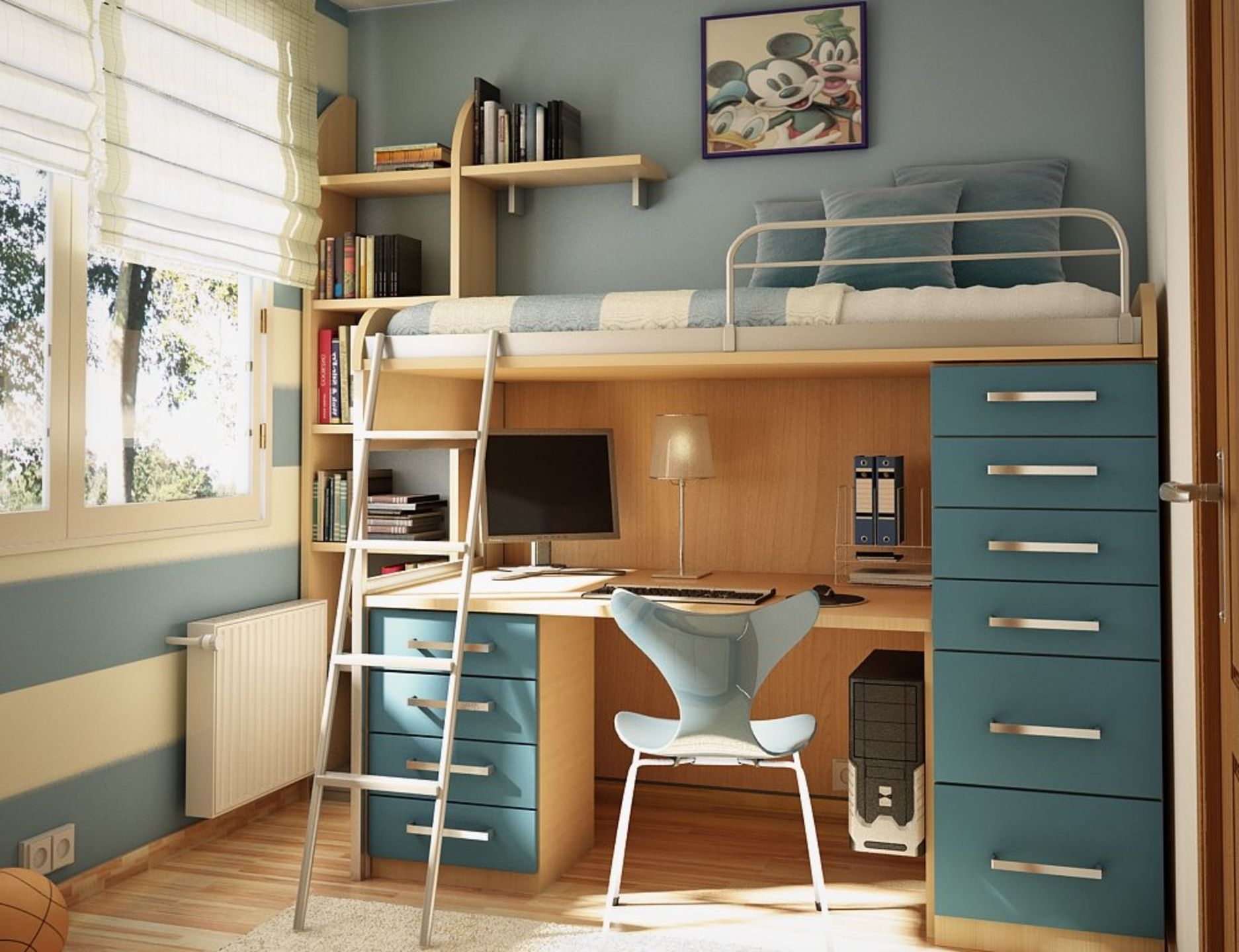 teenage bunk beds with desk