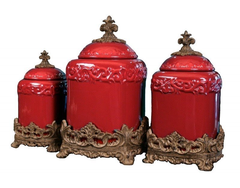 Three piece set. Glass Canister Set Qingdao. Ceramic Accessories.