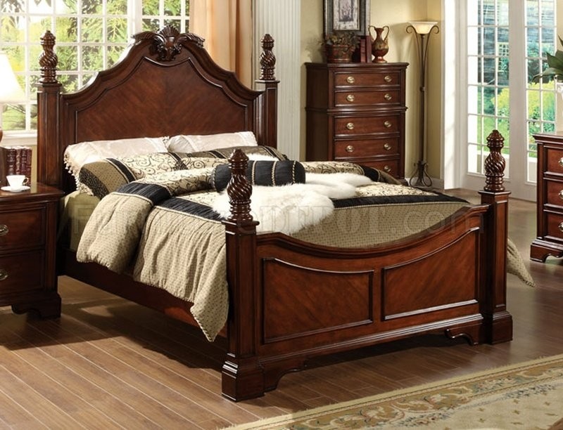 Carlsbad english style dark cherry finish eastern king size bed