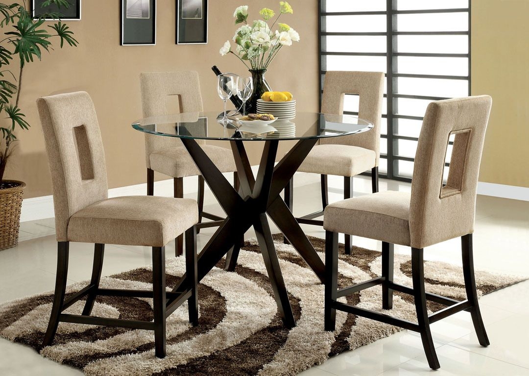 counter height round glass dining table set