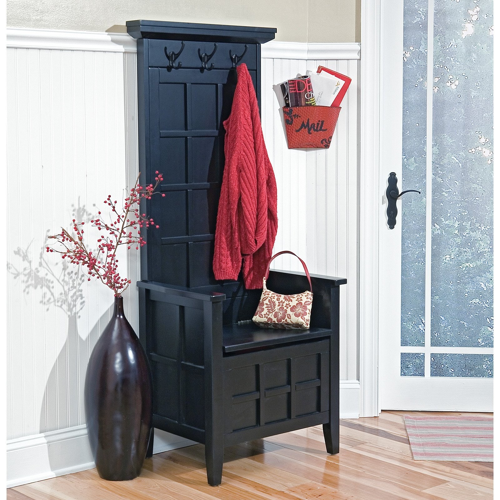Entryway hall tree with storage bench 10