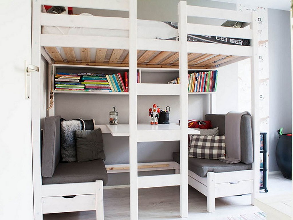 A Bunk Bed With A Desk Underneath Photos Cantik