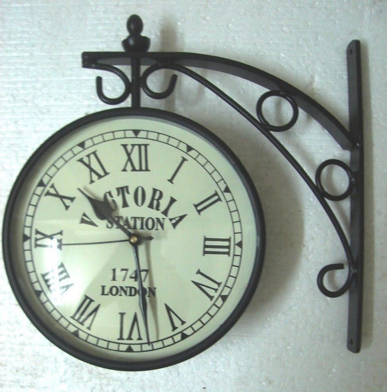 Victoria station wall hanging railway clock london double sided