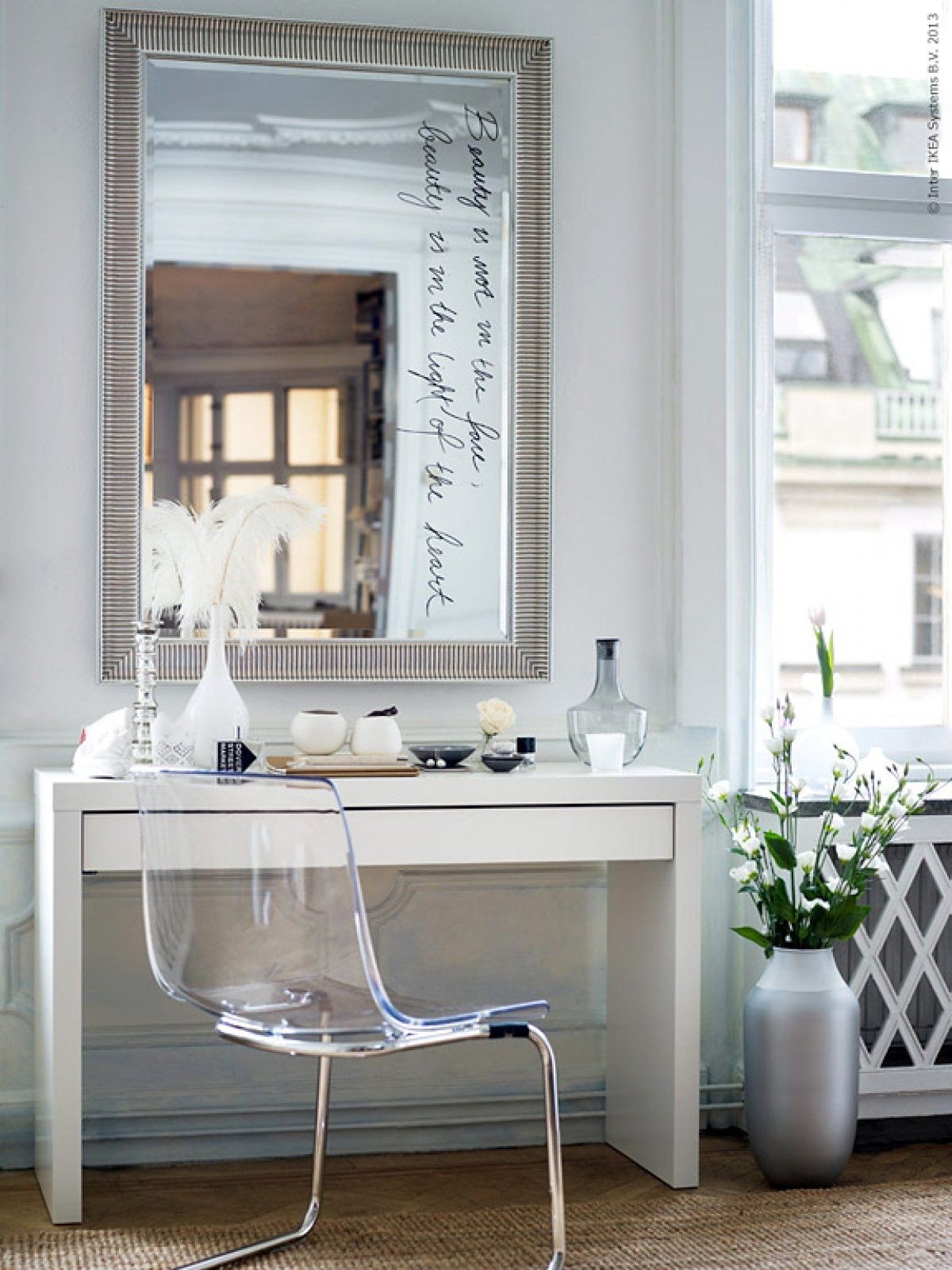 clear acrylic makeup vanity table