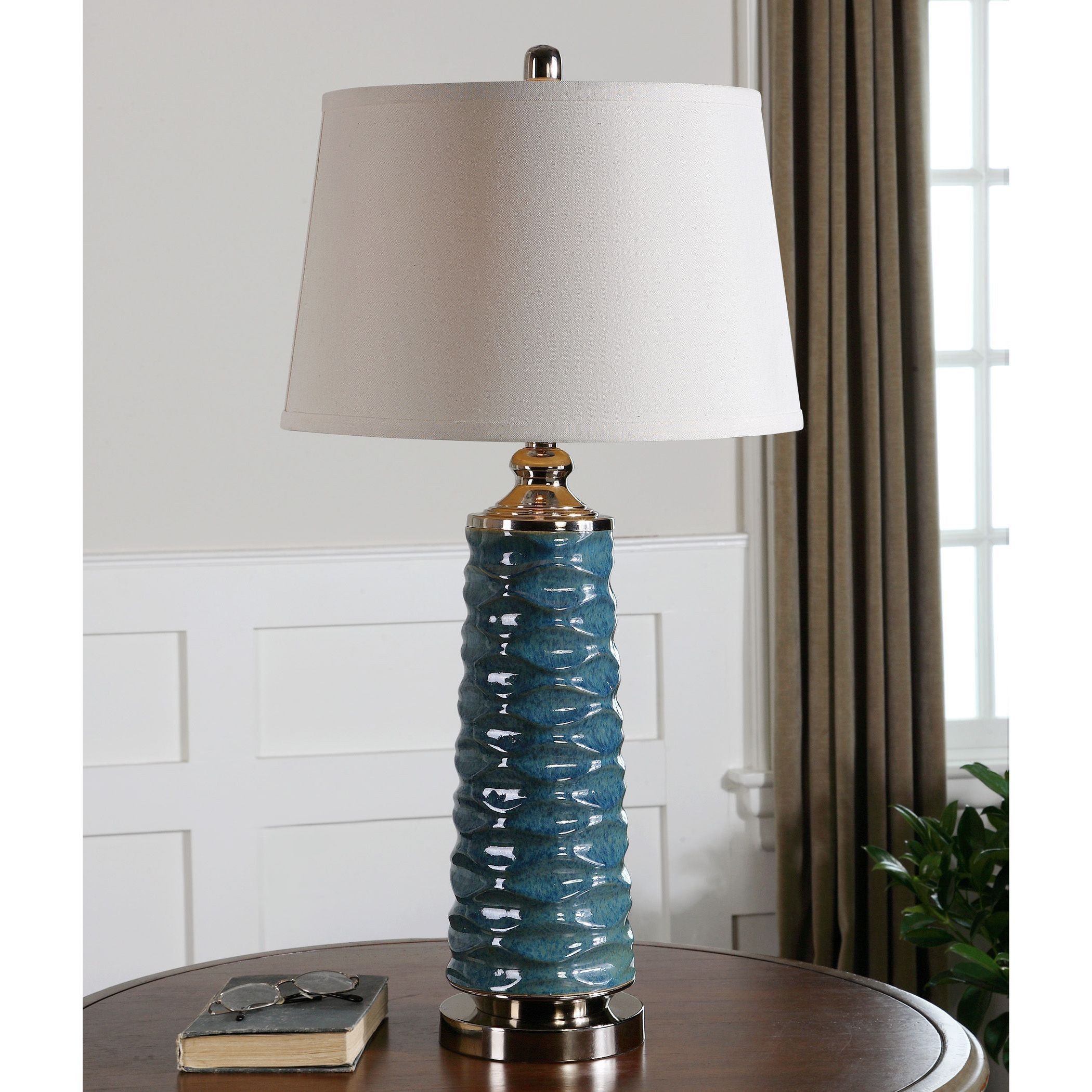 Blue glaze ceramic table lamp 7