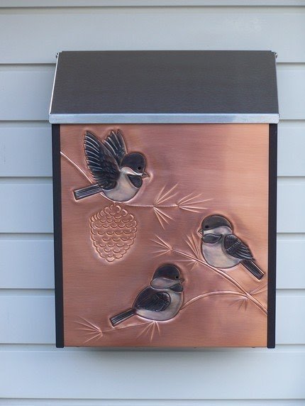 Chickadee locking wall mount coper mailbox