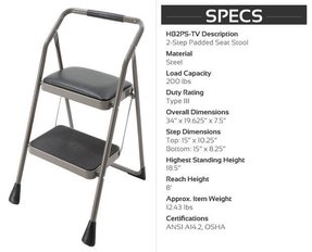Folding Step Stool With Padded Seat