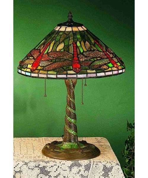 Meyda Tiffany 27812 3 Light Mosaic Dragonfly Table Lamp