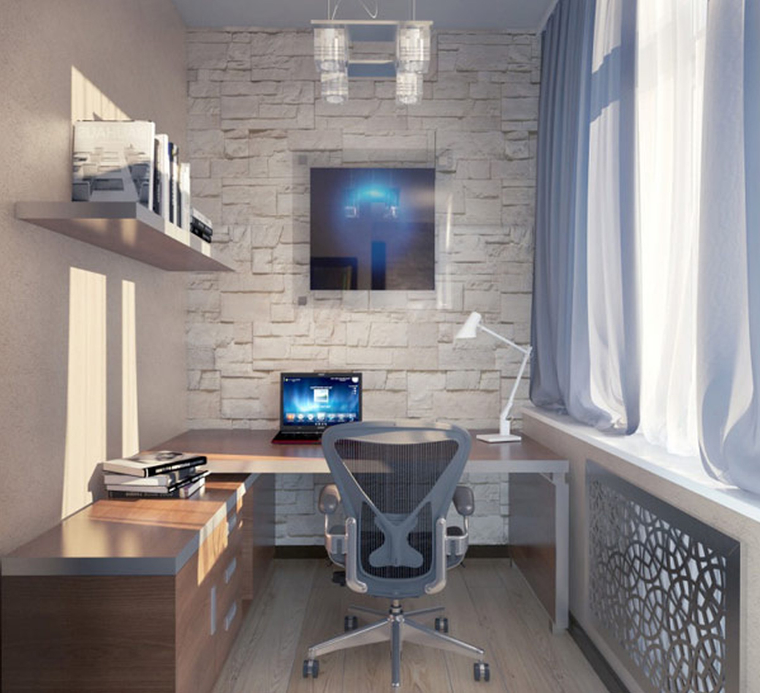 Modern style l shaped custom office desk aand open views