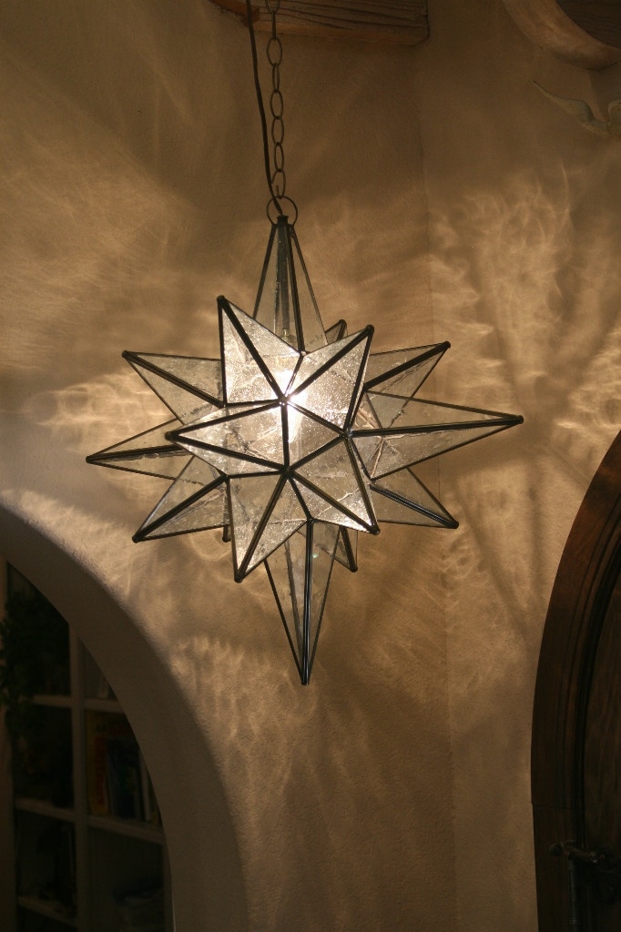Moravian 24 Clear Bubble Glass Star Light Lamp Canopy Chain Wiring