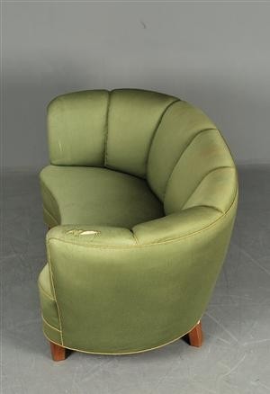 Small danish 2 pers curved sofa from the 1940s 1