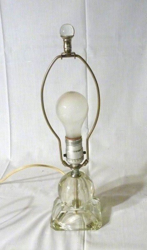 Vintage mid century glass orb lamp w glass finial