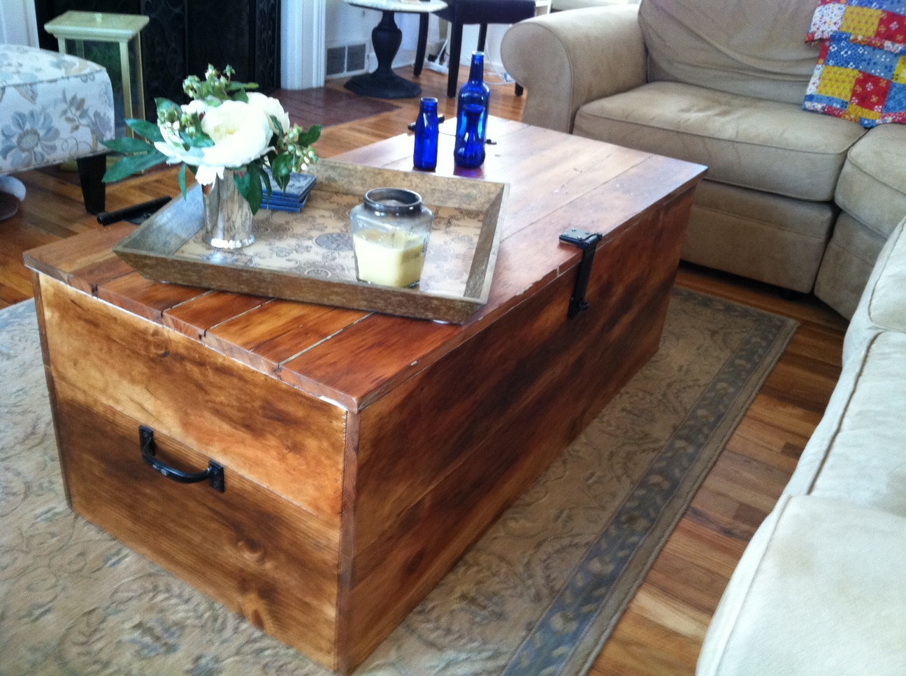 Wood shipping crate coffee table
