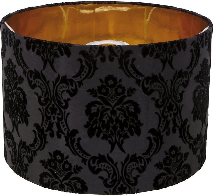Black 4" Faux Leather Lamp Shade w/ Gold Foil patterned Liner Chandelier Clip On 