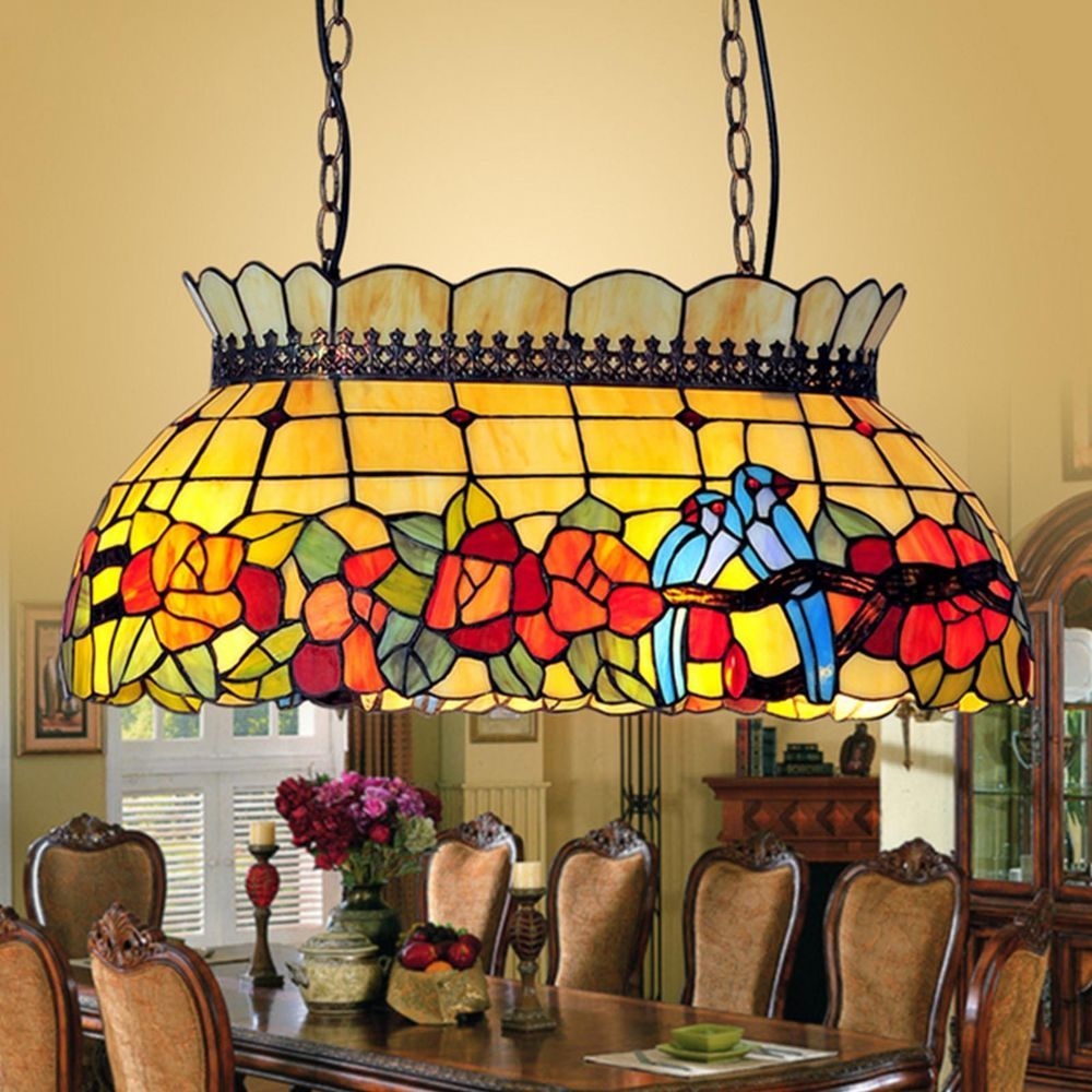 Byb Tiffany Style Stained Glass Hanging Pendant Ceiling Lamp Chandelier 4 Lights