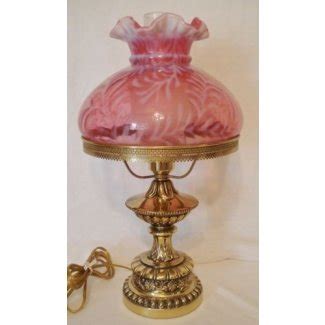 Cranberry Opalescent Fern Daisy Student Shade Fenton Wright Glass Table Lamp