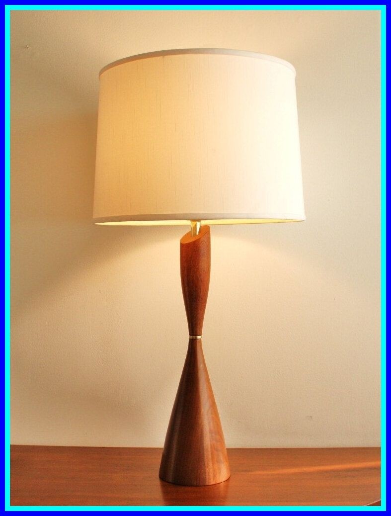 Midcentury modern wooden table lamp