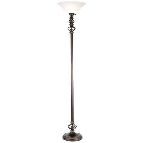 Open frame accent wrought iron torchiere floor lamp