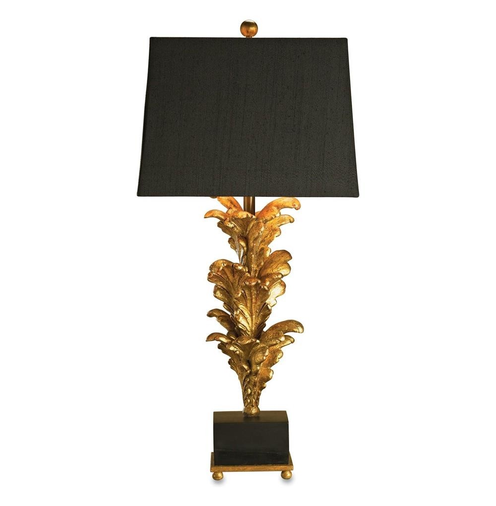 Renaissance table lamp with black linen with gold liner shades