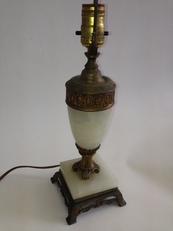 vintage brass and marble table lamp