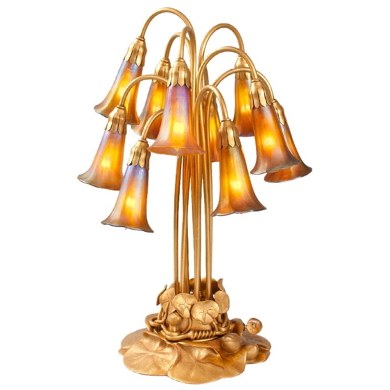 Ten light lily table lamp tiffany