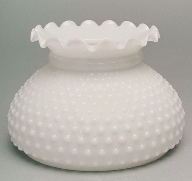 White milk glass hobnail 7 student lamp shade new hand