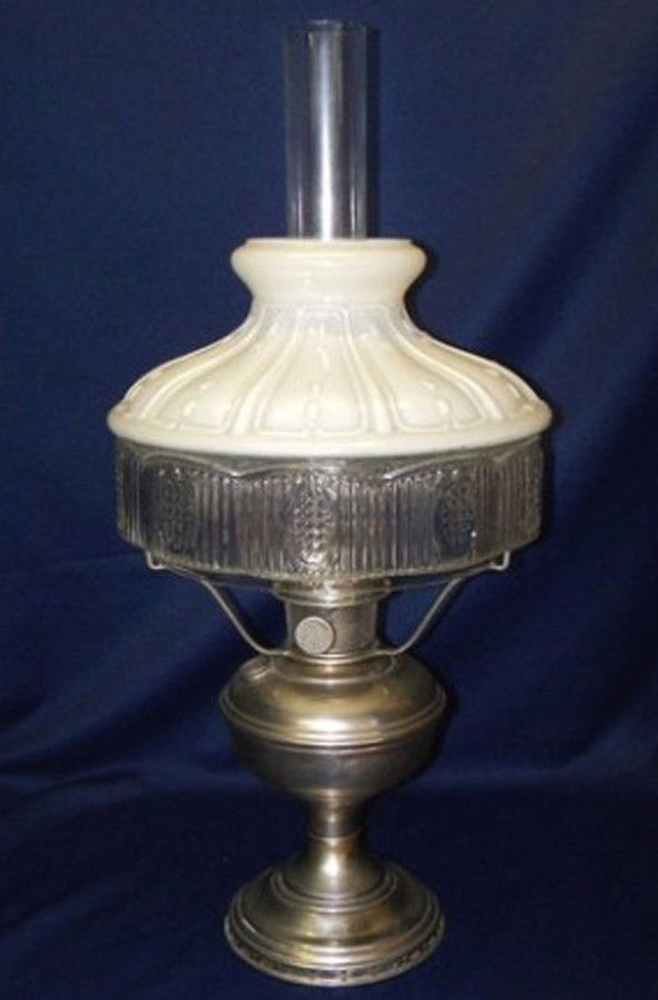 10/" Glass Shade OPAL RIBBED oil kerosene lamp student A
