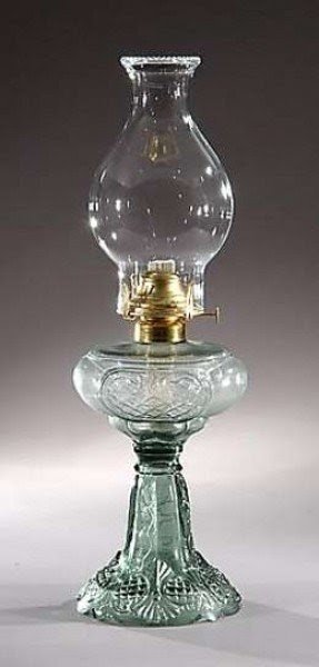 Cut glass oil lamp