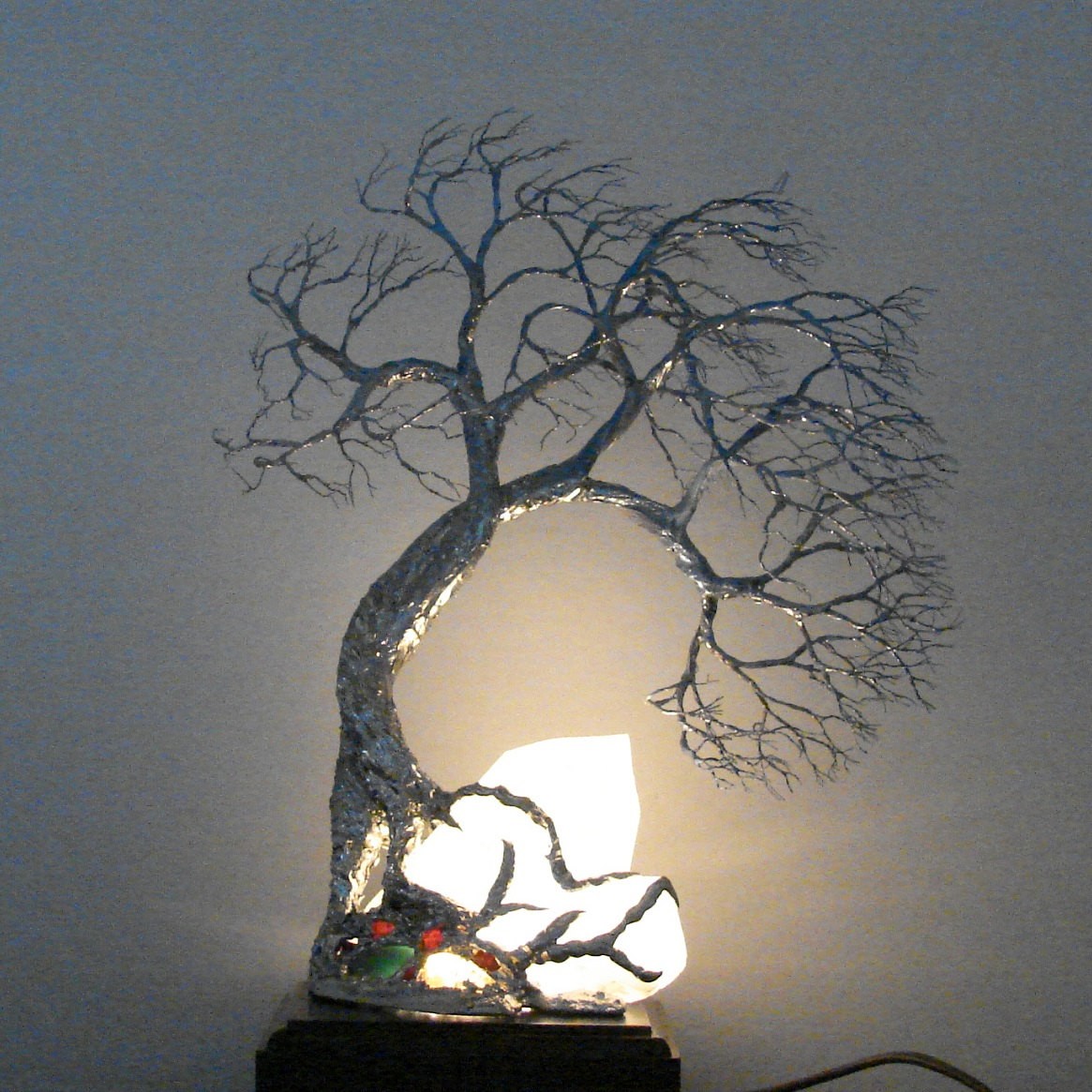 Quartz crystal cluster wire tree of life