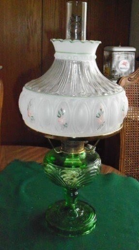 Vintage Washington Drape Green Aladdin Kerosine Oil Lamp Crystal Lamp Shade