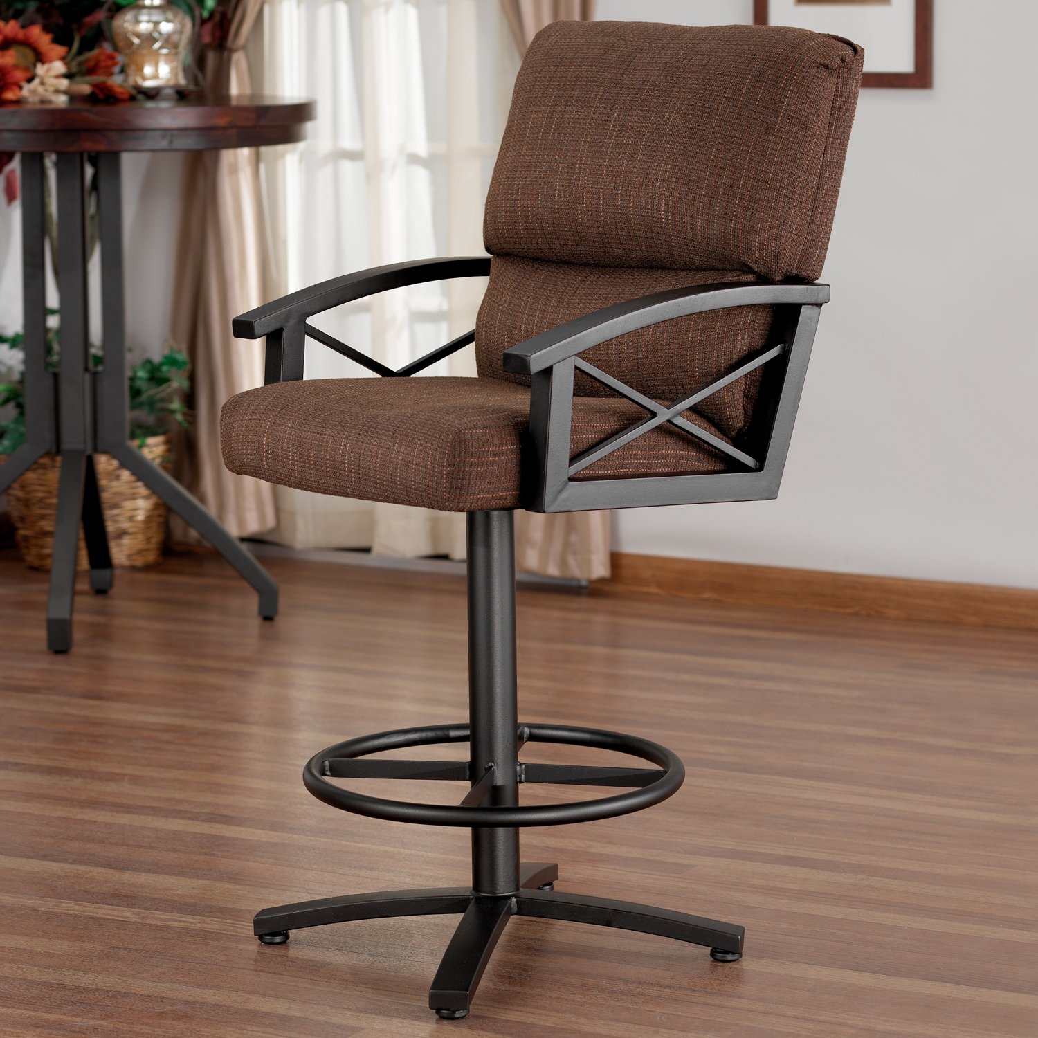 Amsterdam swivel 26 counter height barstool with arms
