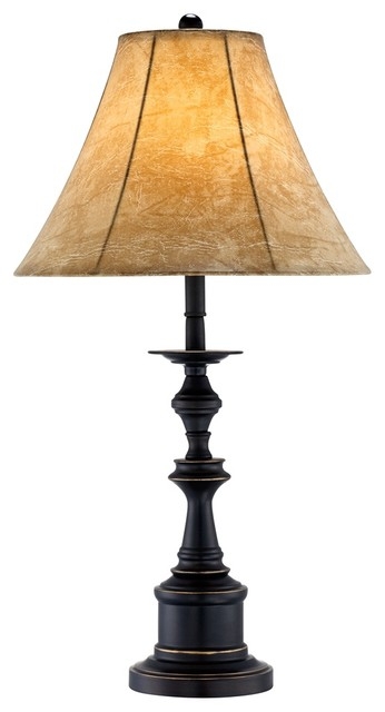 Bronze and faux leather shade table lamp traditional table lamps