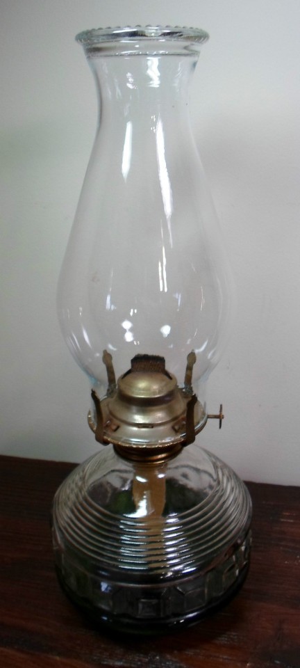 vintage clear glass oil lamps