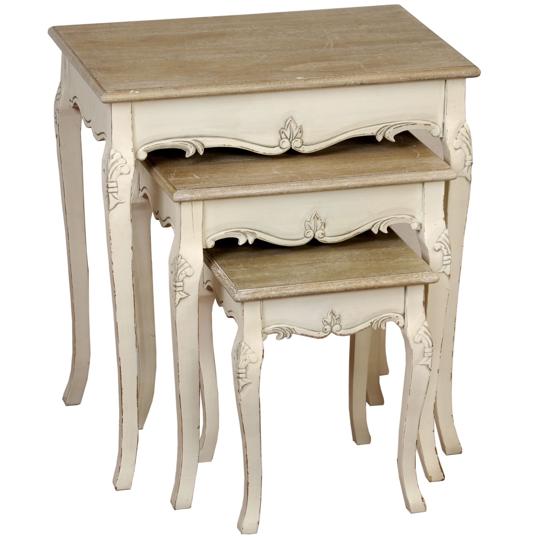 French country cream wood nest of three tables 9463 p