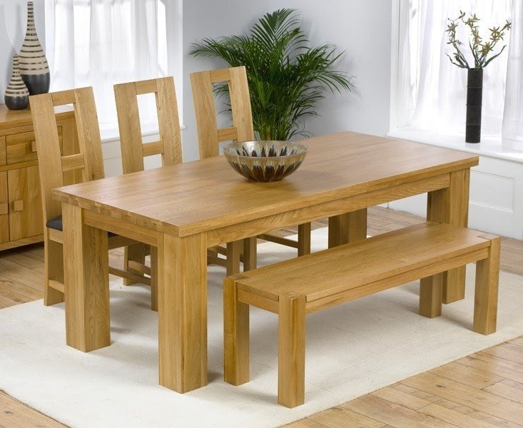 Kentucky dining table 200cm with 3 louis oak chairs bench
