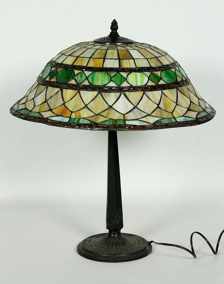 Leaded and stained glass table lamp