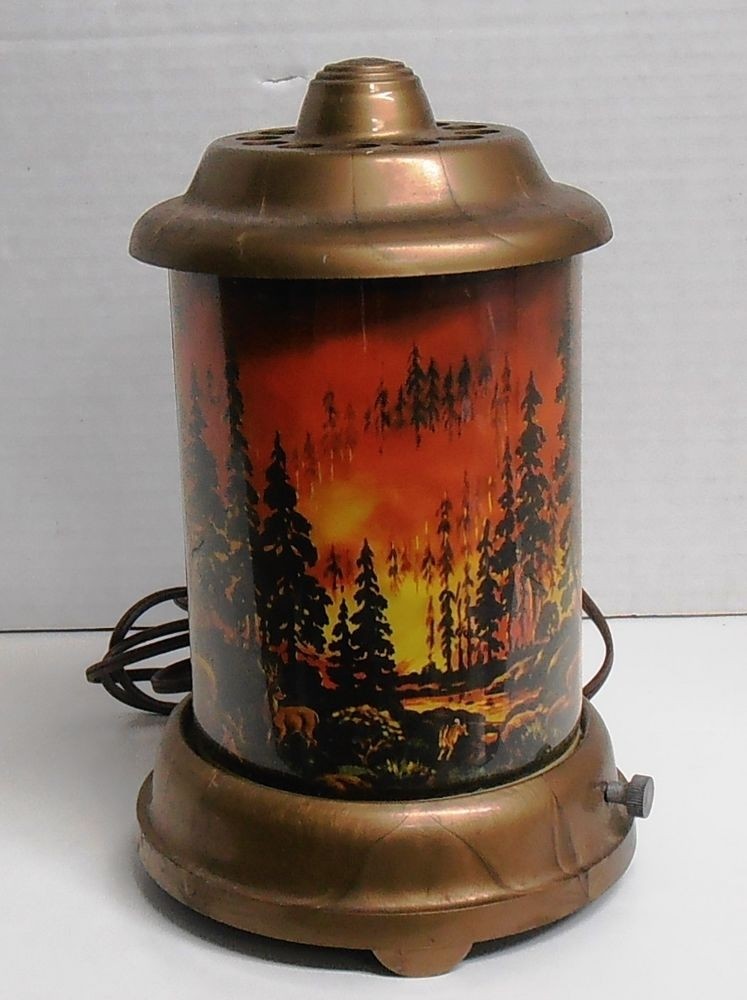 Vintage forest fire motion lamp inner cylinder is missing still