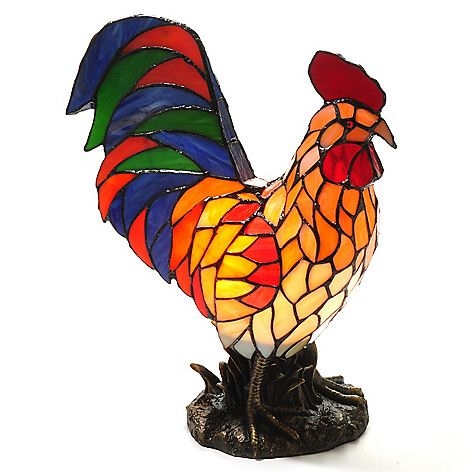 121 tiffany style 15 5 golden rooster stained glass accent