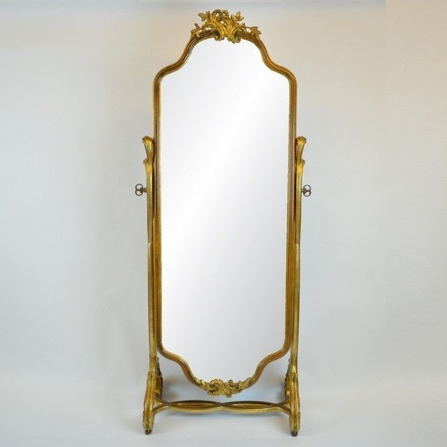 Cheval mirror with gilded detailing c 1900 midcentury mirrors