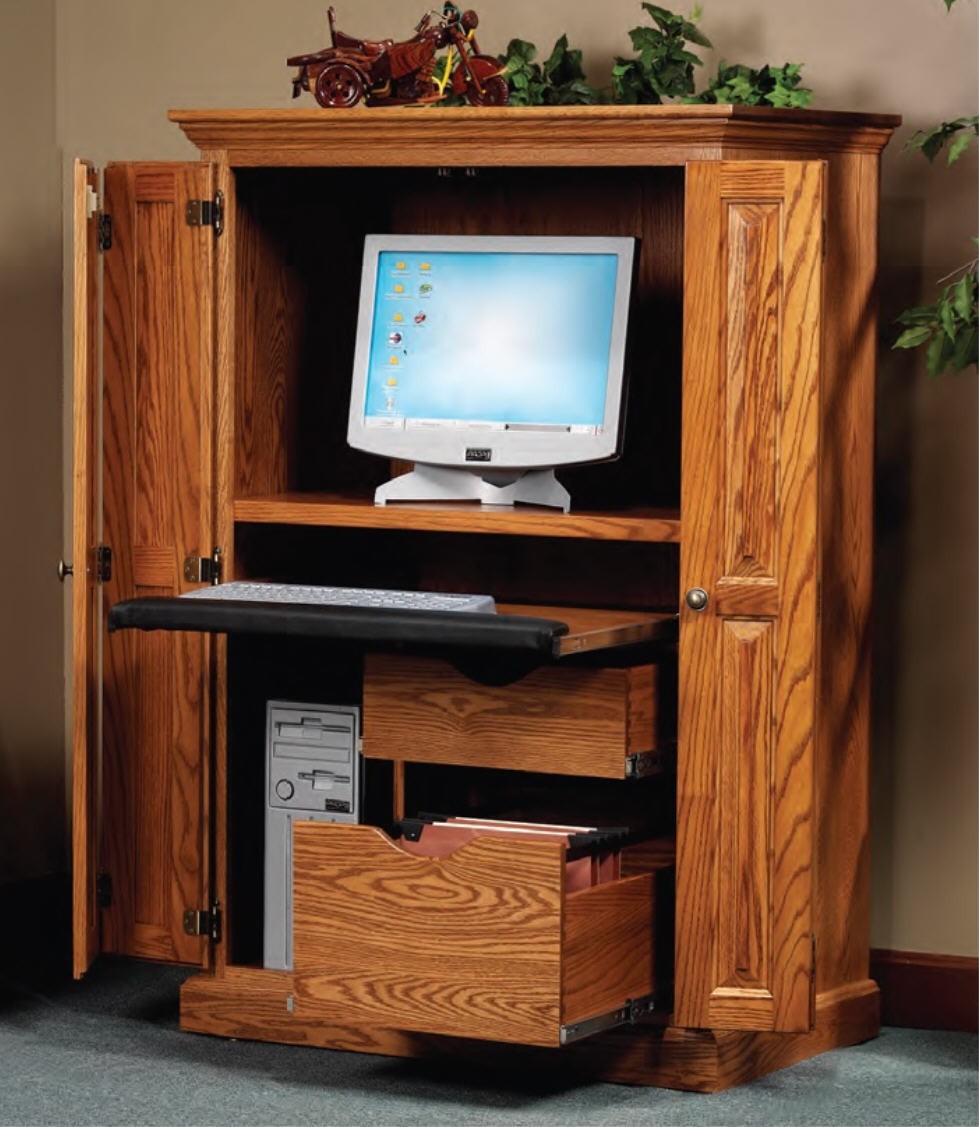 Computer armoire with pocket doors 4