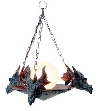 Dragon heads with horns lamp hanging from chains