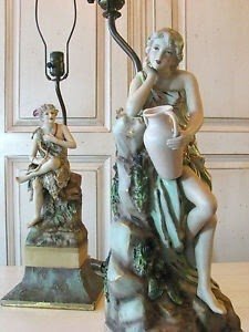 German meissen or dresden italian capodimonte figurine porcelain lamps