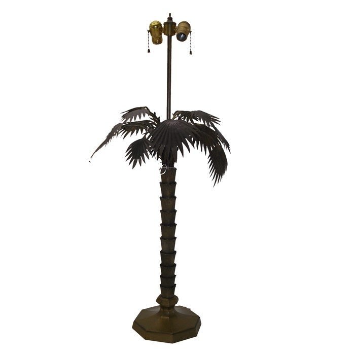 Gilt metal palm tree lamp