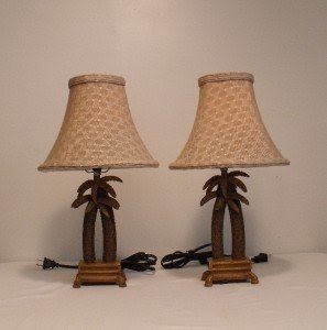 Hampton bay palm tree table lamps matching pair
