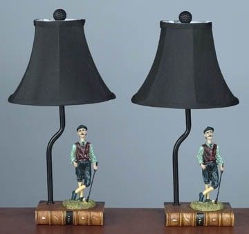 Hand painted golfer lamp