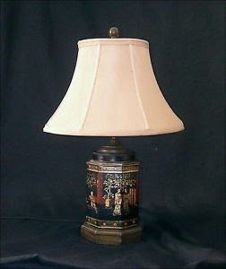 Mid century frederick cooper tea caddy chinoiserie lamp original shade