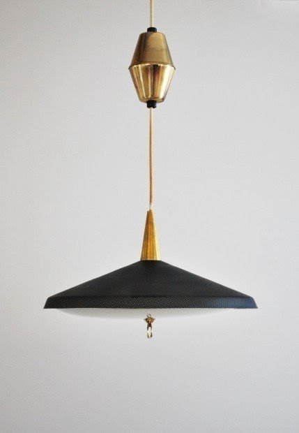 Modern vintage danish pull down metal glass diffuser ceiling lamp