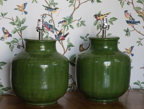 Pair of mid century ginger jar ceramic