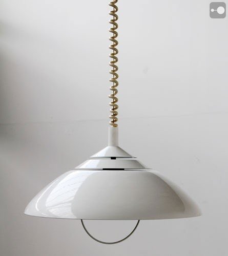 Retro ceiling light 1970s 3 tier pull down lamp