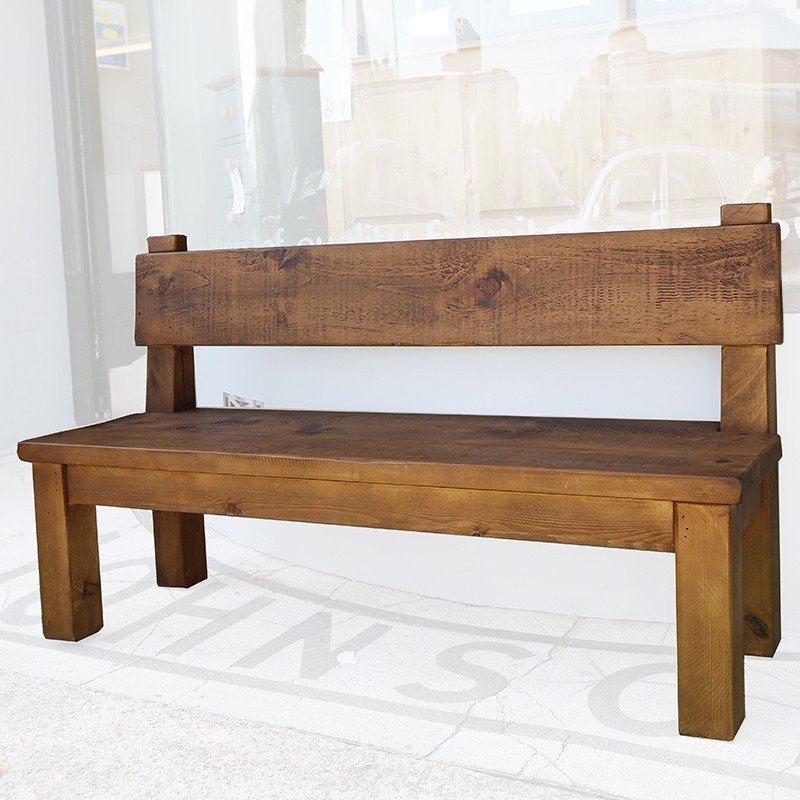 Rustic bench with back